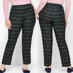 TALBOTS PLAID PANTS 14W NWT GREEN HAMPSHIRE ANKLE STRAIGHT LEG TARTAN PANT